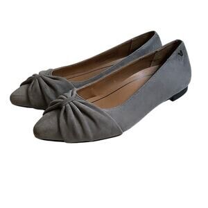 Vionic Gramercy Gray Suede Pointed Toe Comfort Flats Size 7